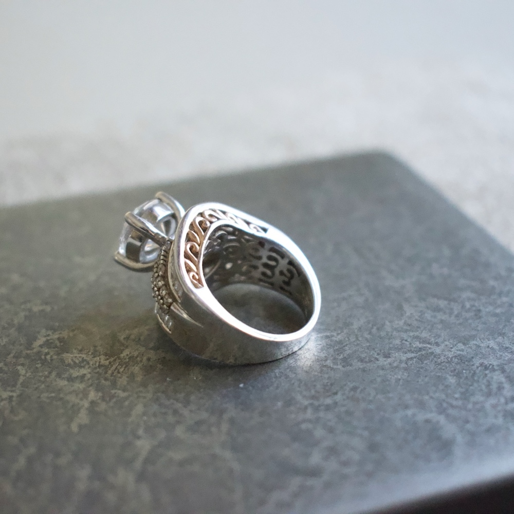 White Diamond Simulant Statement Ring - image 3